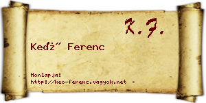 Keő Ferenc névjegykártya